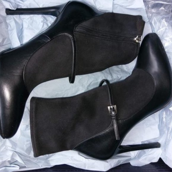 Prada Authentic NVT Black Suede Sock Leather Mary Jane Bootie - Picture 4 of 16